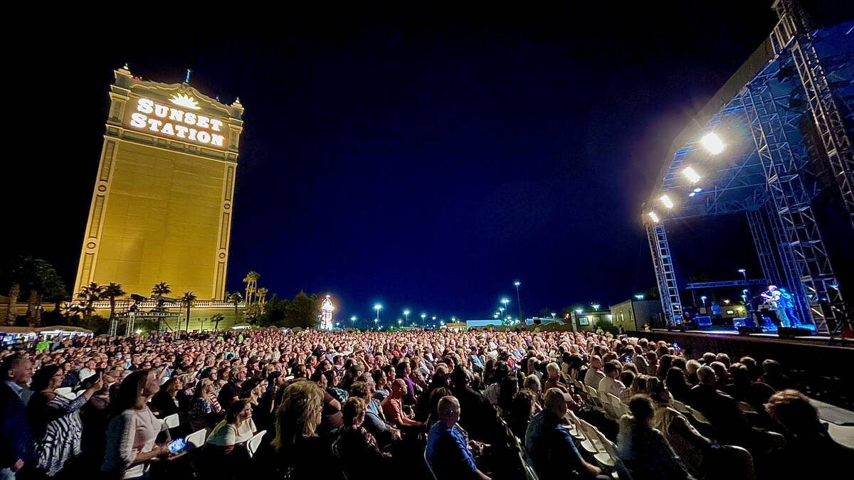 The crowd of 4,400 is shown at for the Kevin Costner show at Sunset Amphitheater on Saturday, N ...