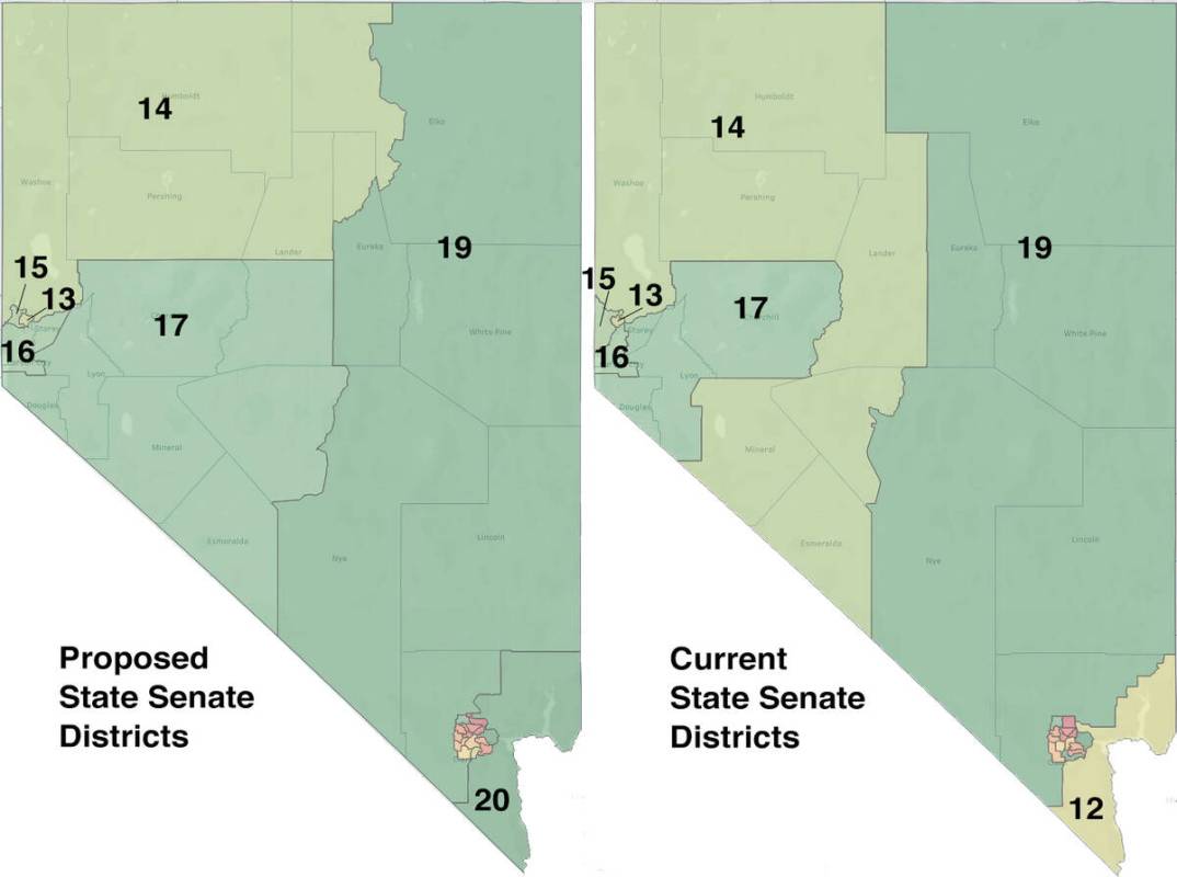 Current and proposed State Senate districts compared.