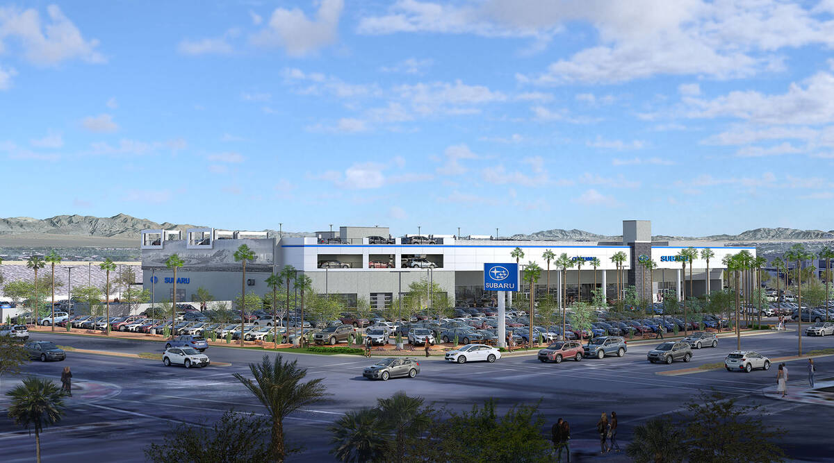 An artist’s rendering shows the $40 million Centennial Subaru dealership. (Ascent Automotive ...