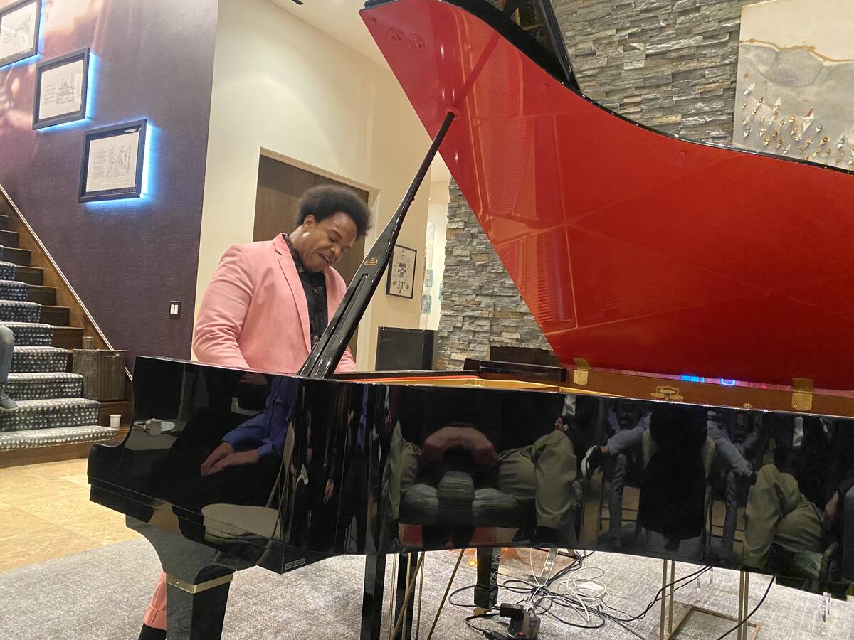 The pianist ELEW is shown performing at the home of Penn and Emily Jillette on Tuesday, Nov. 9, ...
