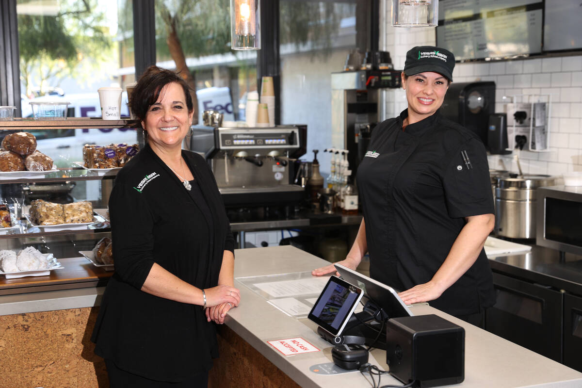 Heather Heath, left, and Mindy Poortinga, co-owners of Vegas Vegan Culinary School & Eatery ...