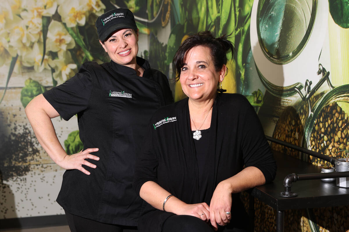 Mindy Poortinga, left, and Heather Heath, co-owners of Vegas Vegan Culinary School & Eatery ...