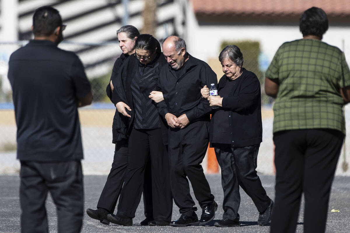 Mourners leave St. Simeon Serbian Orthodox Church after attending Tina Tintor's funeral on Thur ...