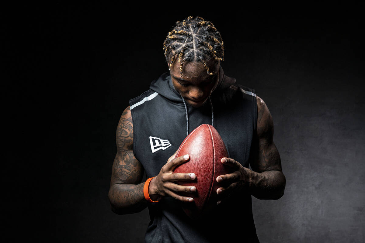 Alabama wide receiver Henry Ruggs III poses for a portrait during the 2020 NFL Scouting Combine ...