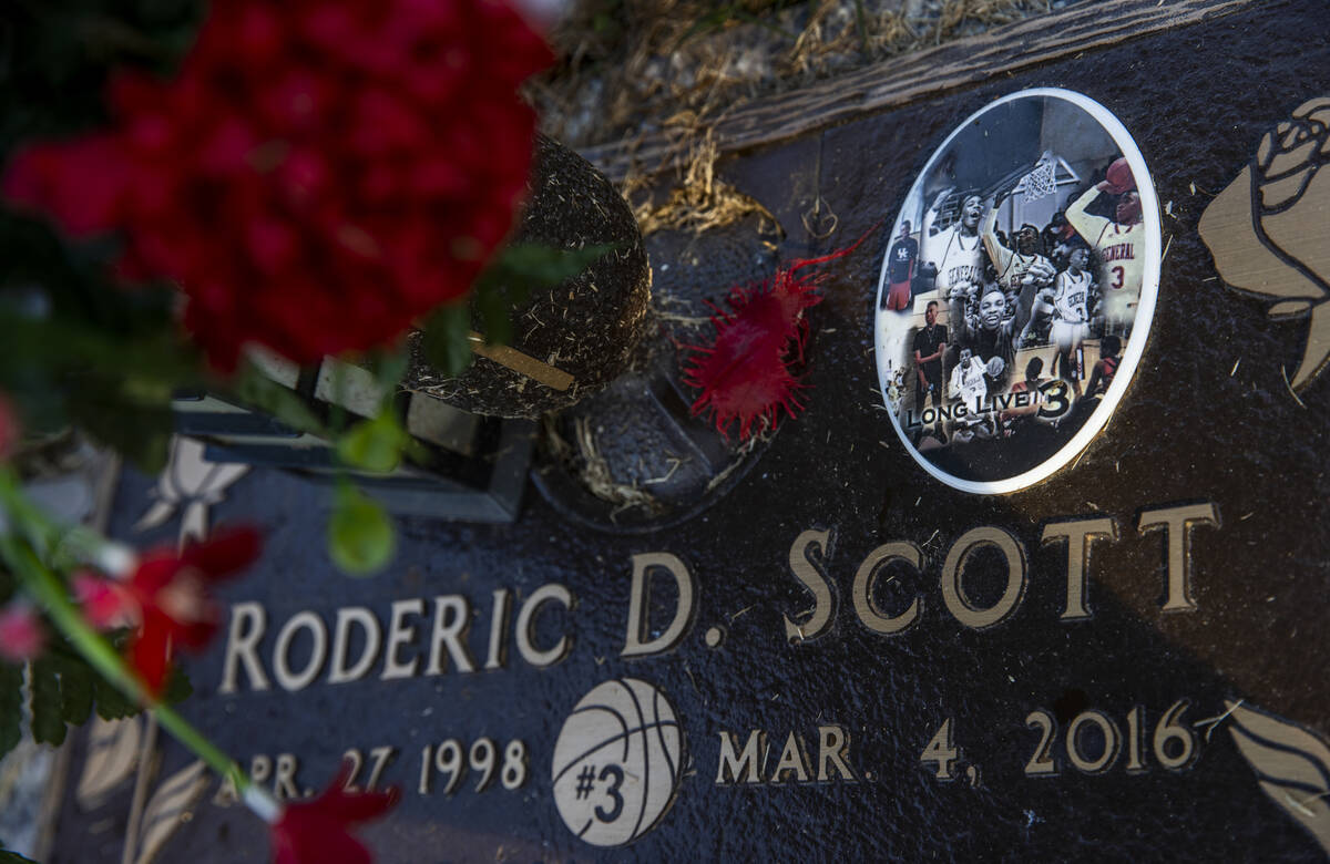 The grave marker for Roderic Scott, a close friend of Henry Ruggs who was tragically killed in ...