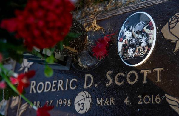 The grave marker for Roderic Scott, a close friend of Henry Ruggs who was tragically killed in ...