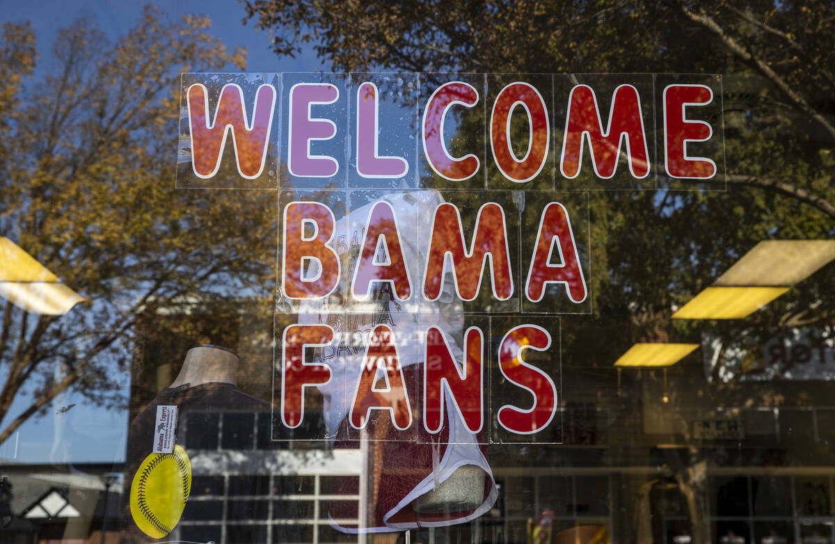 A message in the window at Alabama Express near the University of Alabama on Wednesday, Nov. 10 ...