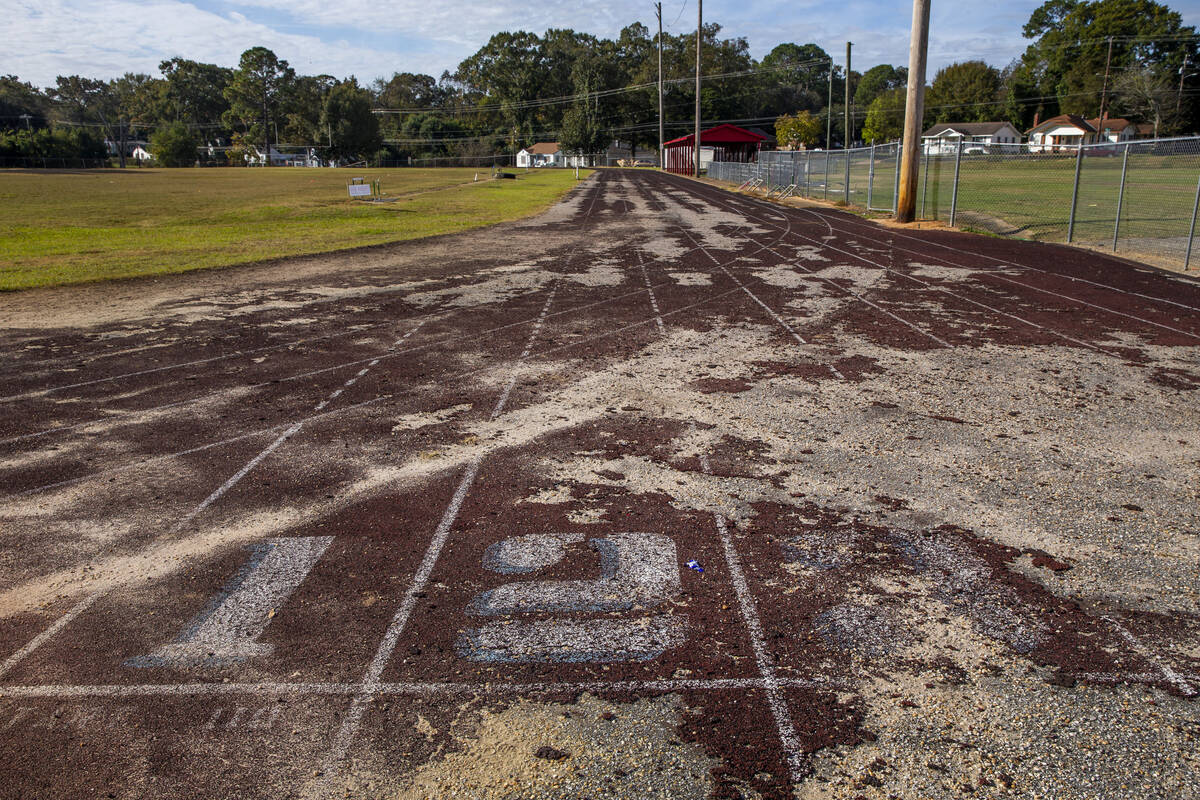 The well-worn track at Robert E. Lee High School where Henry Ruggs played and was a multi-sport ...