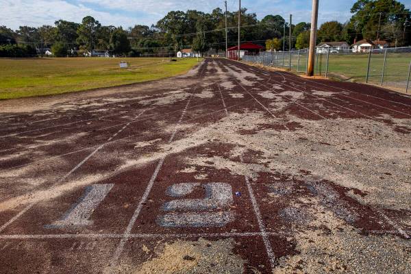 The well-worn track at Robert E. Lee High School where Henry Ruggs played and was a multi-sport ...