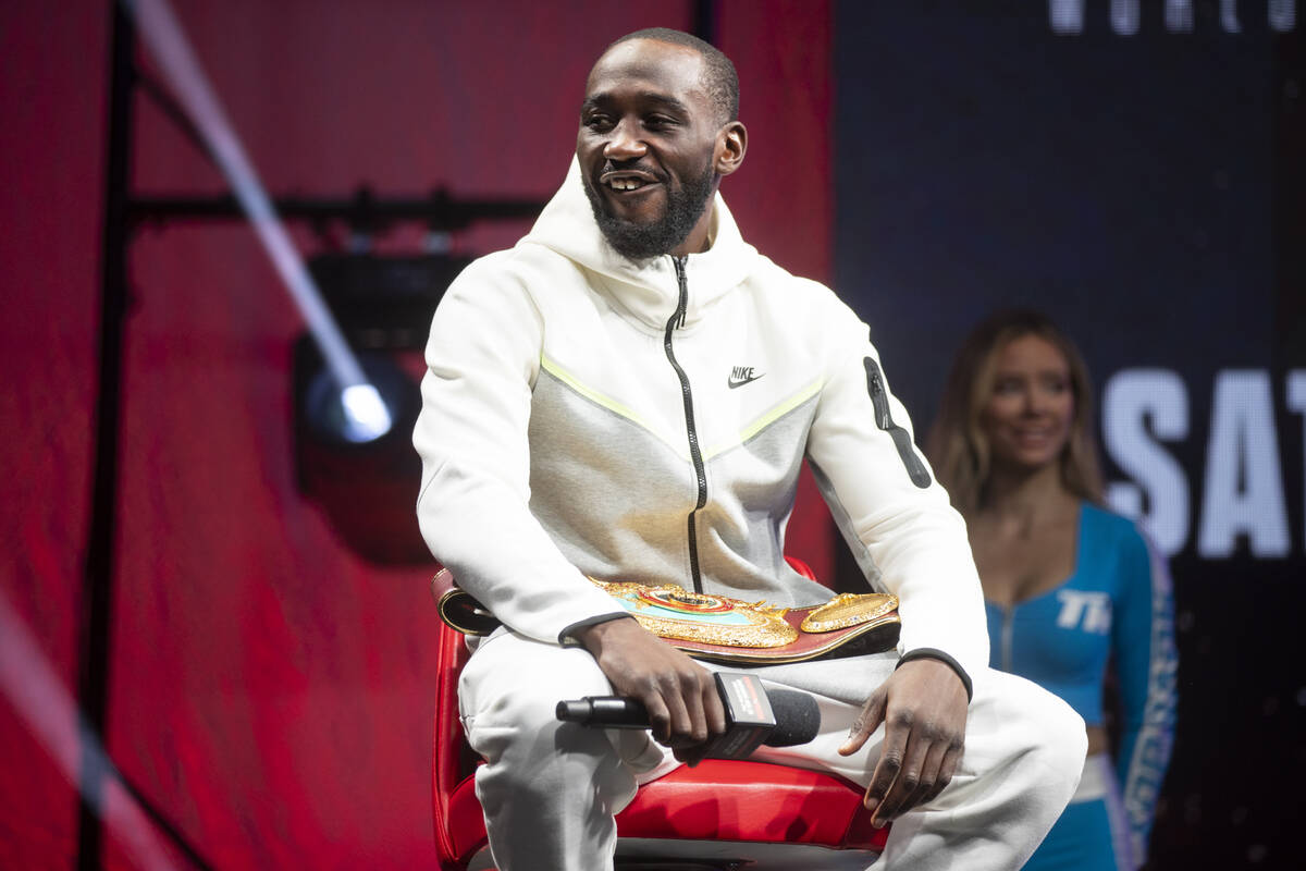 Terence Crawford participates during a press conference for his upcoming fight at the Mandalay ...