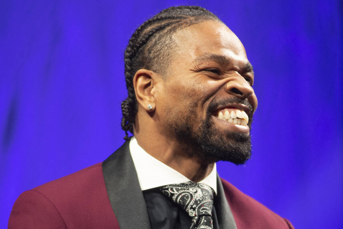 Shawn Porter participates during a press conference for his upcoming fight at the Mandalay Bay ...