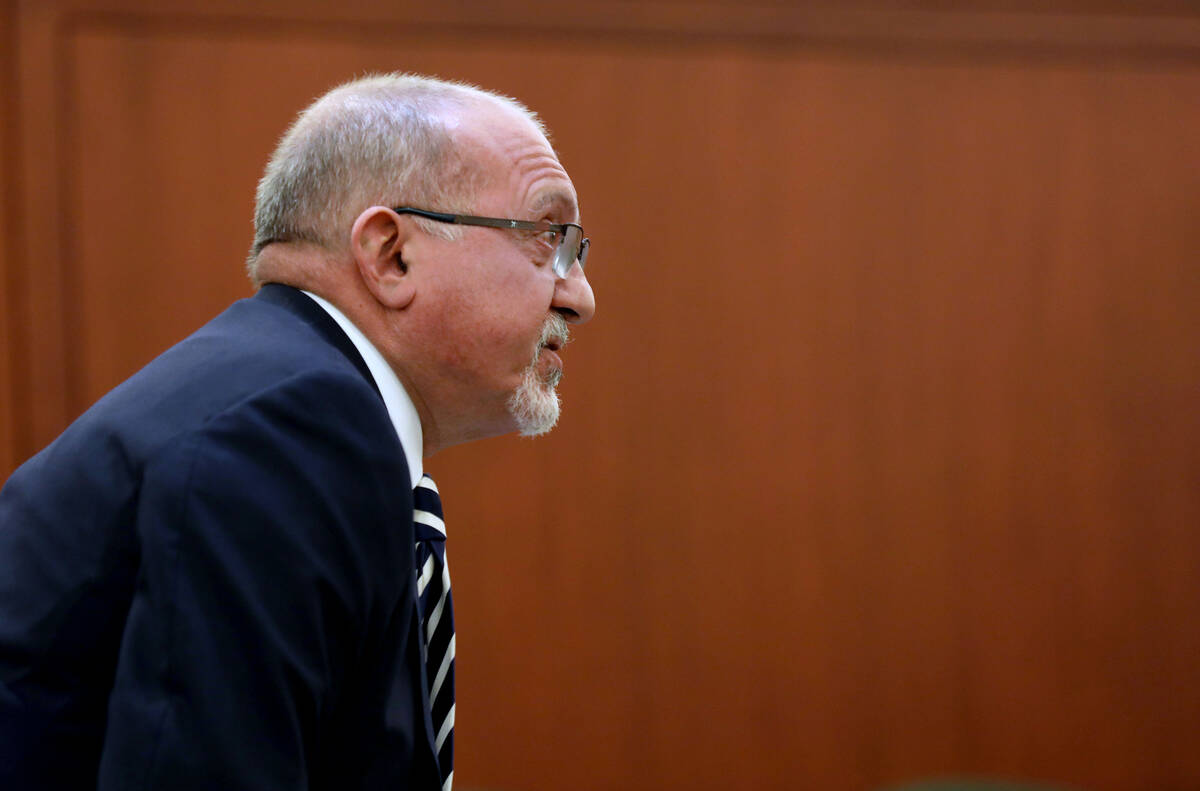 Attorney Dominic Gentile is seen during a court hearing Feb. 25, 2020. (Las Vegas Review-Journal)