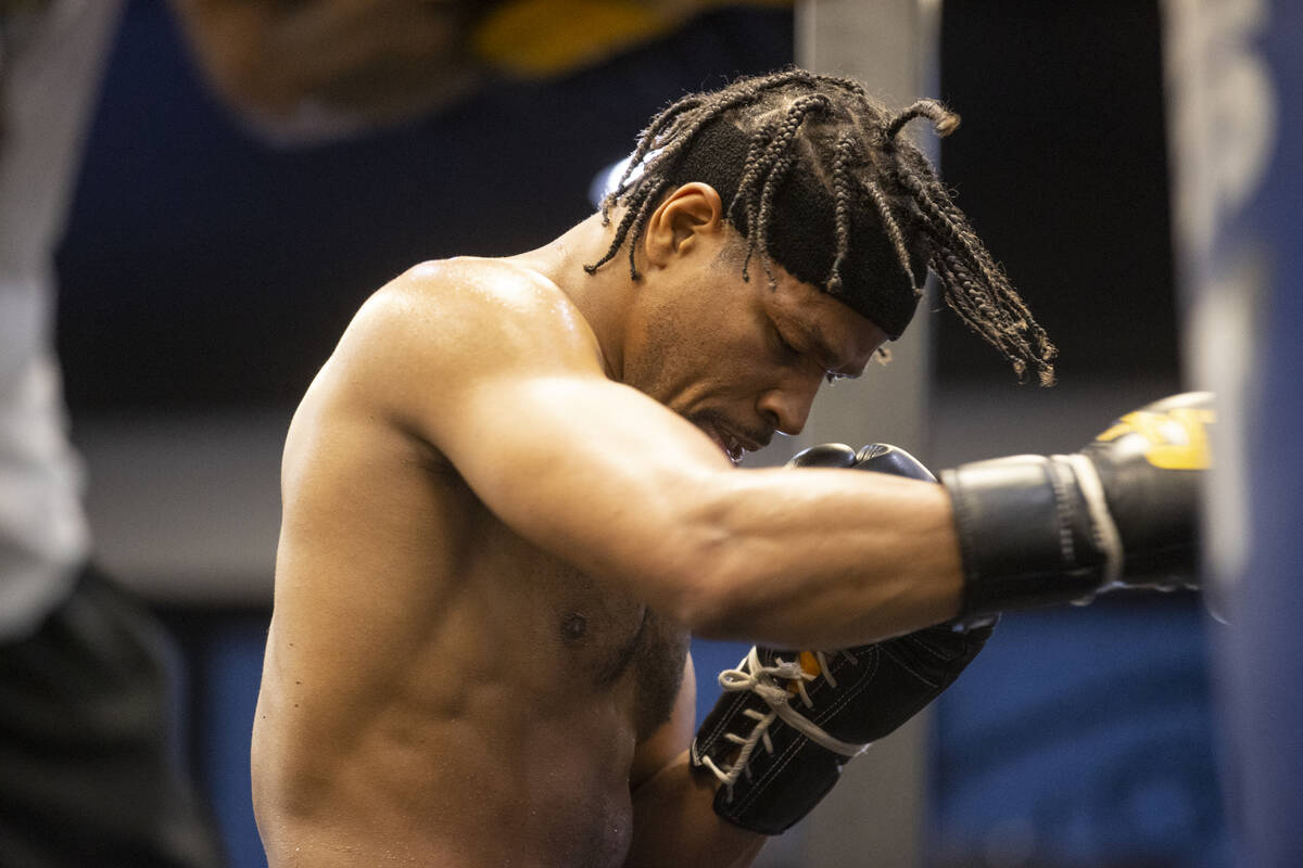 Shawn Porter works out in preparation for an upcoming fight, at the Real Boxing gym in Las Vega ...