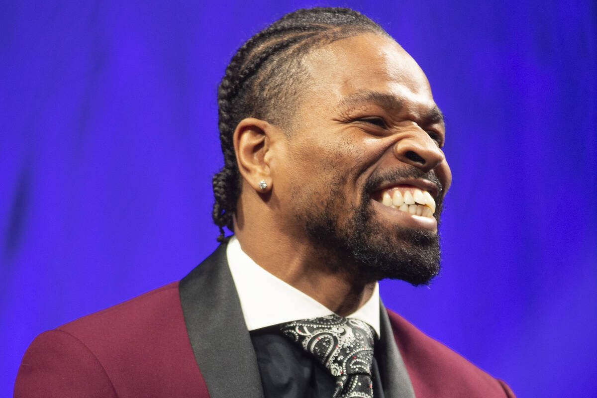 Shawn Porter participates during a press conference for his upcoming fight at the Mandalay Bay ...