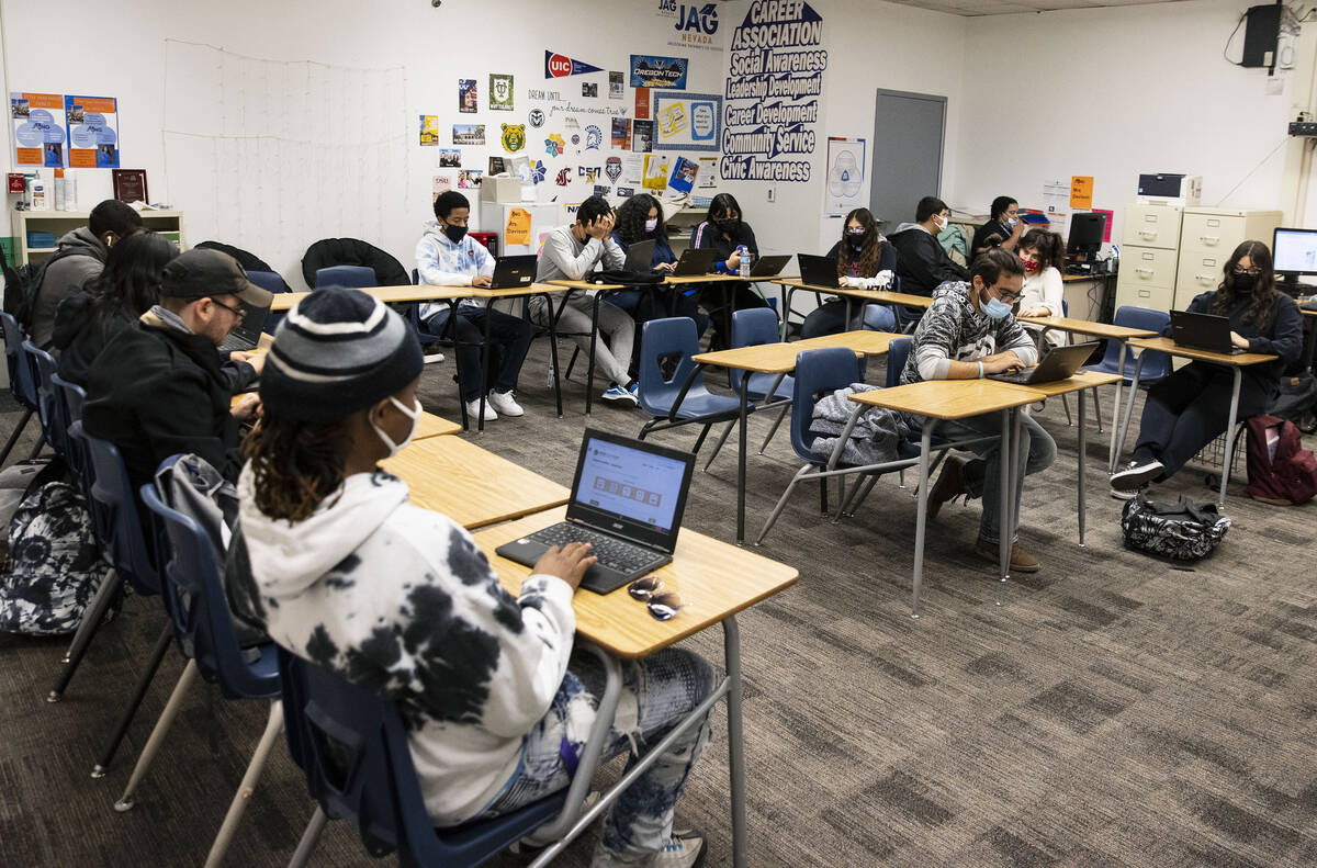 Chaparral High School students during a Jobs 4 Nevada Graduates (J4NG) class, on Friday, Nov. 1 ...