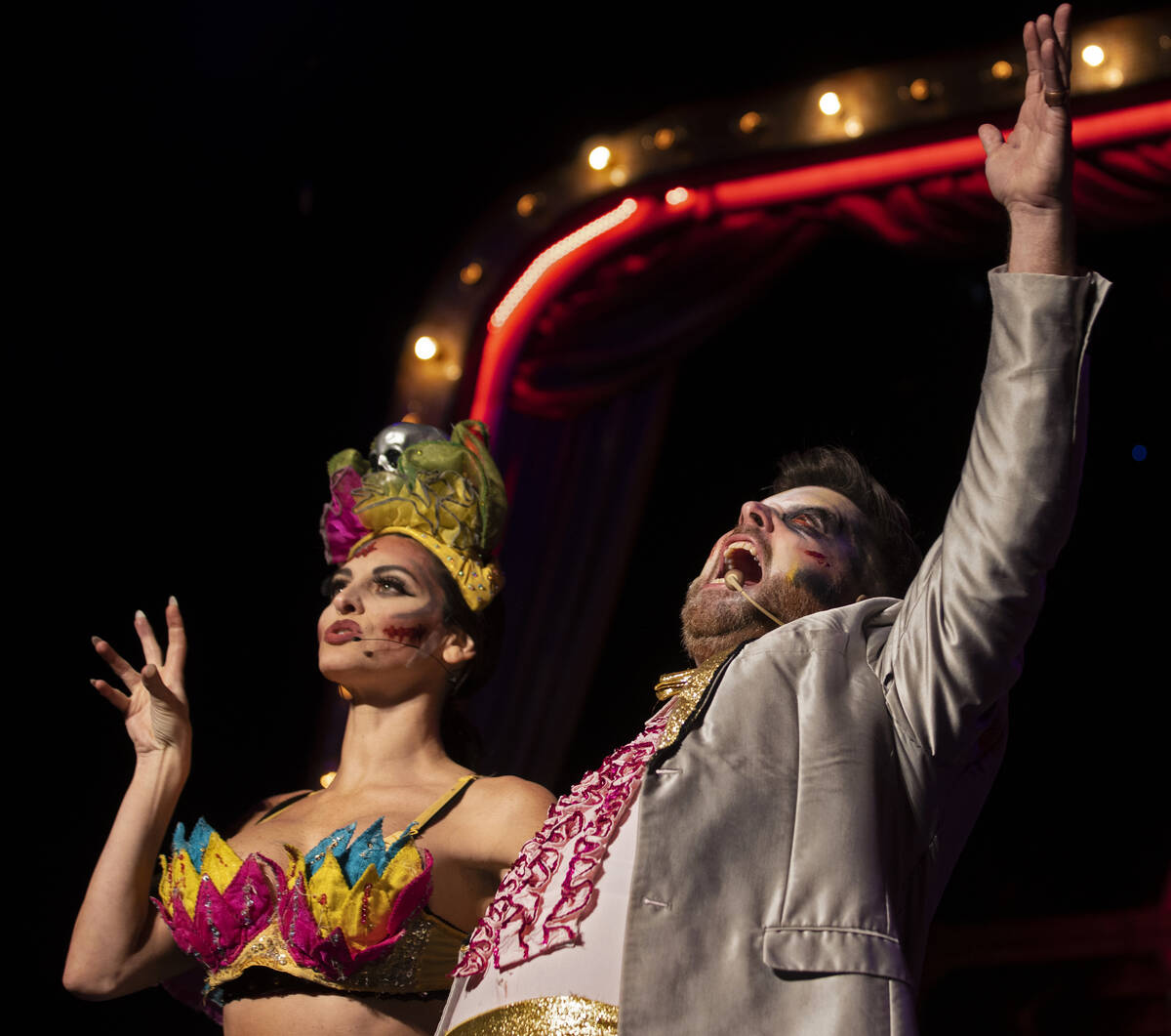 Enoch Augustus Scott, right, performs in “Zombie Burlesque" at V Theater on Tuesday ...