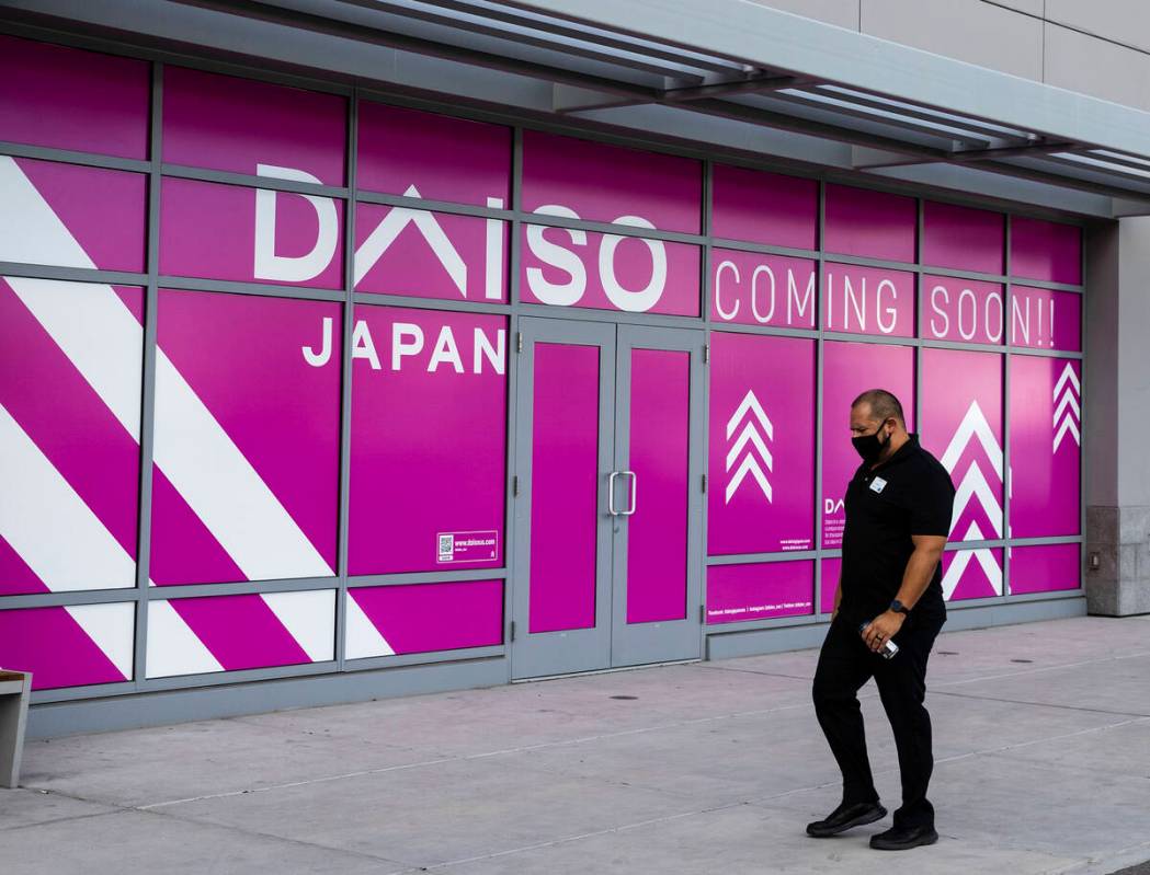 A signage indicating the opening of Daiso, a Japanese discount store very popular in California ...