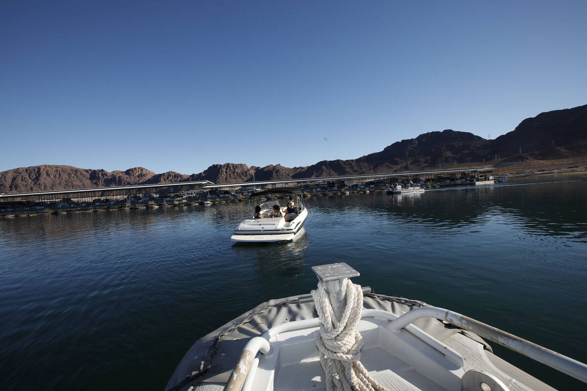 A boat is seen at Lake Mead near Boulder City on Friday, Nov. 12, 2021. (Chitose Suzuki / Las ...