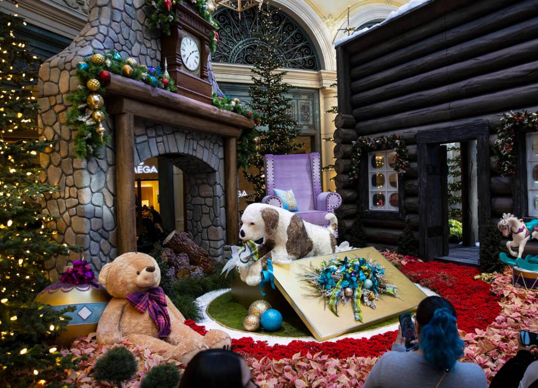 The Bellagio Conservatory's holiday display "Holiday Time" is shown, on Tuesday, Nov. 23, 2021, ...