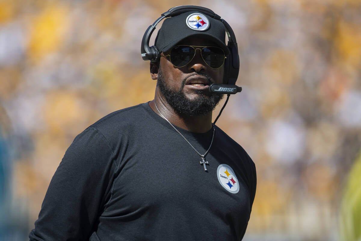 Pittsburgh Steelers head coach Mike Tomlin looks on during the second quarter of an NFL footbal ...