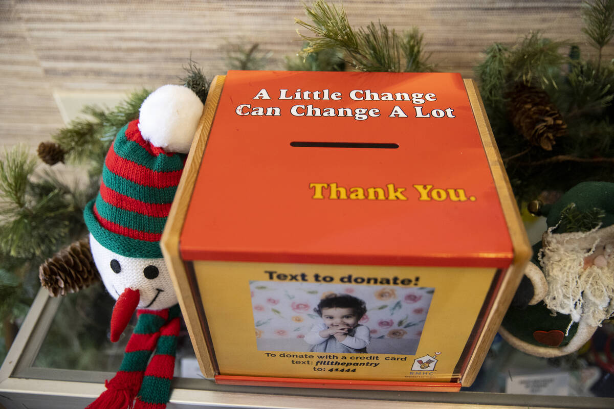 A donation box is seen at the Ronald McDonald House Charities of Greater Las Vegas headquarters ...