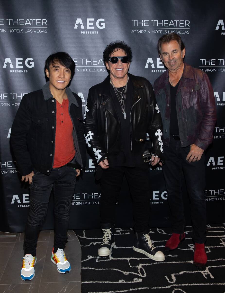 Members of the superstar rock band Journey, from left, Arnel Pineda, Neal Schon and Jonathan Ca ...