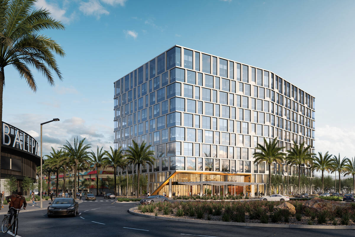 An artist's rendering of a 10-story office building currently under construction next to Las Ve ...