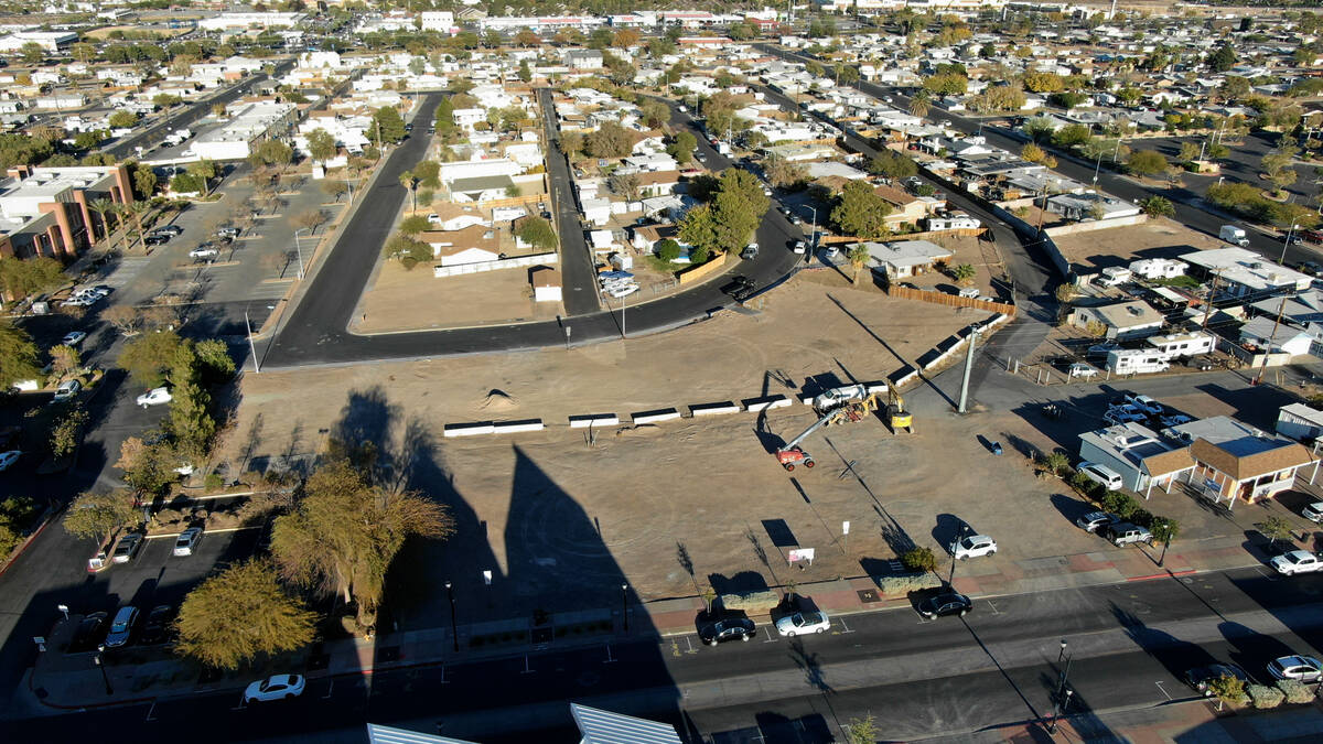 An aerial photo of property in downtown Henderson on Water Street where a plan for construction ...