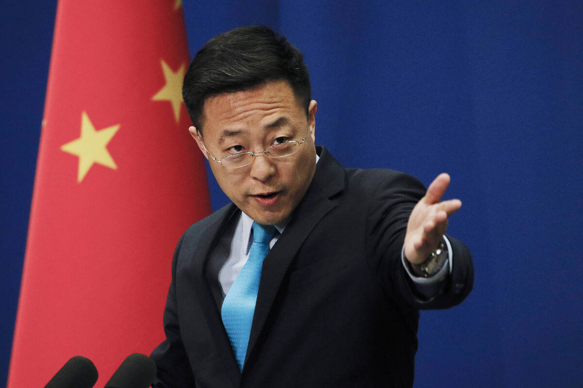 In this file photo taken Monday, Feb. 24, 2020, Chinese Foreign Ministry spokesperson Zhao Liji ...