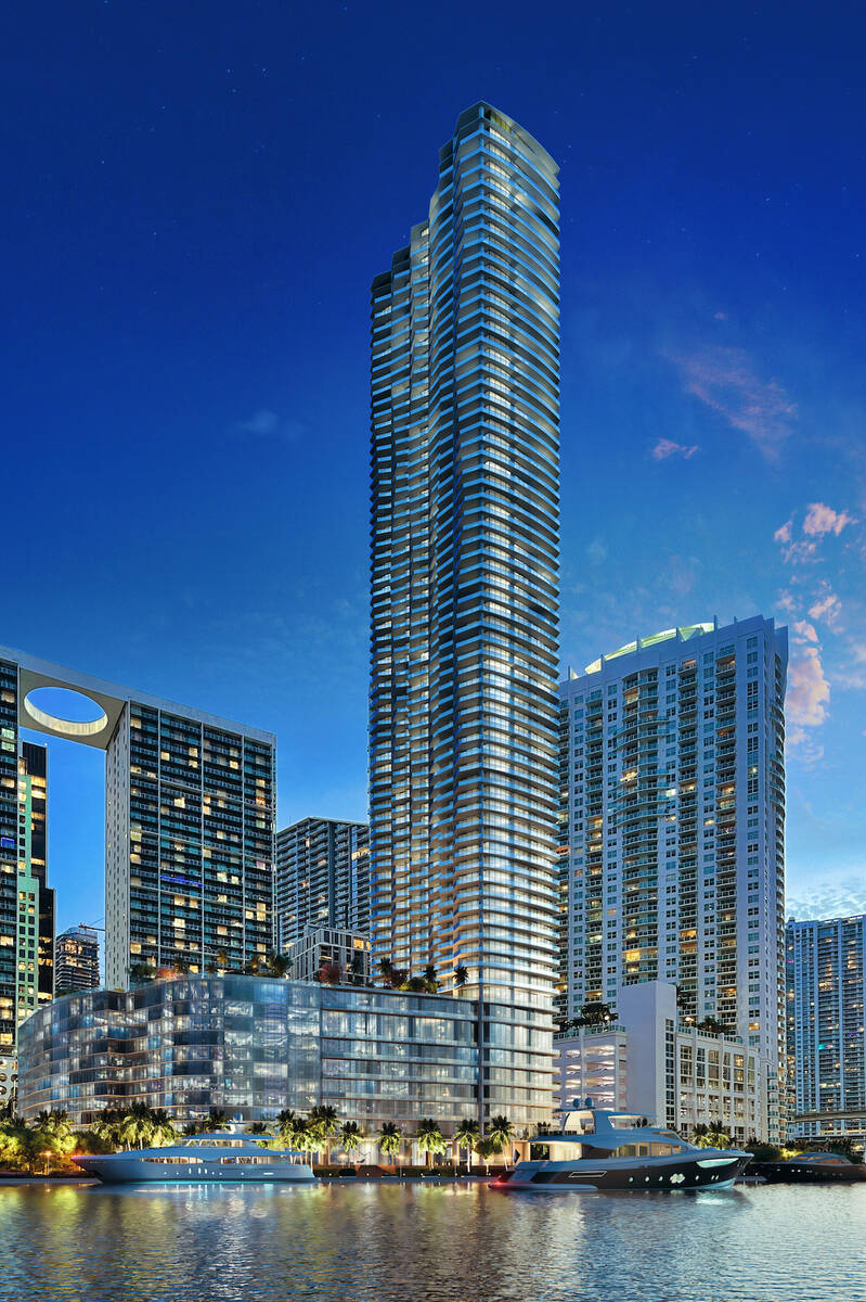 An artist's rendering of Baccarat Residences Miami, a planned 75-story condo tower in Miami by ...