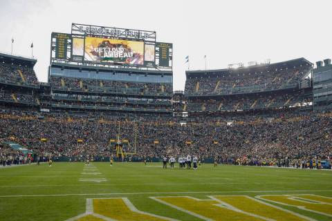 Lambeau Field is seen prior to a kick off of an NFL football game between the Green Bay Packers ...