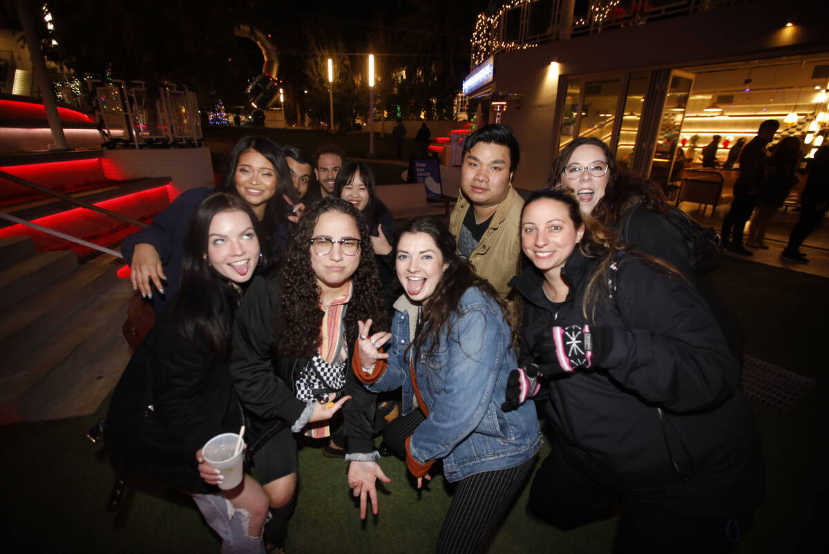TikTok star Marissa Meizz, front row, second from right, poses for a photo with attendees durin ...