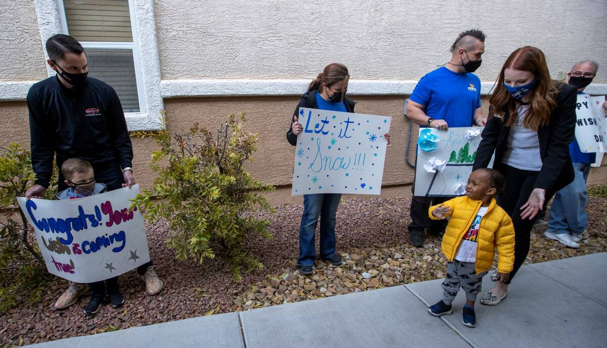 Aayden Hobbs, 3, a heart transplant recipient, arrives home and is getting his wish for a Winte ...