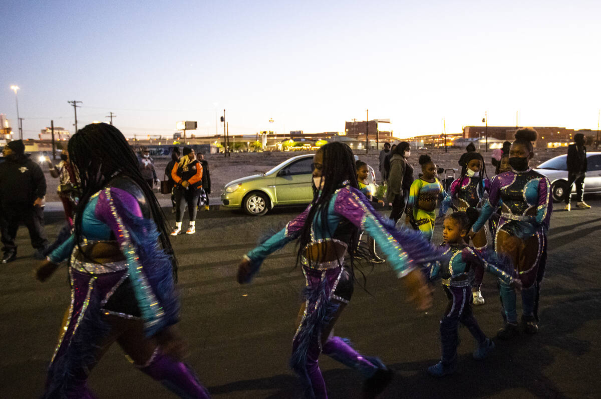 Members of the Priceless Diamonds dance group perform during a community event in the Historic ...