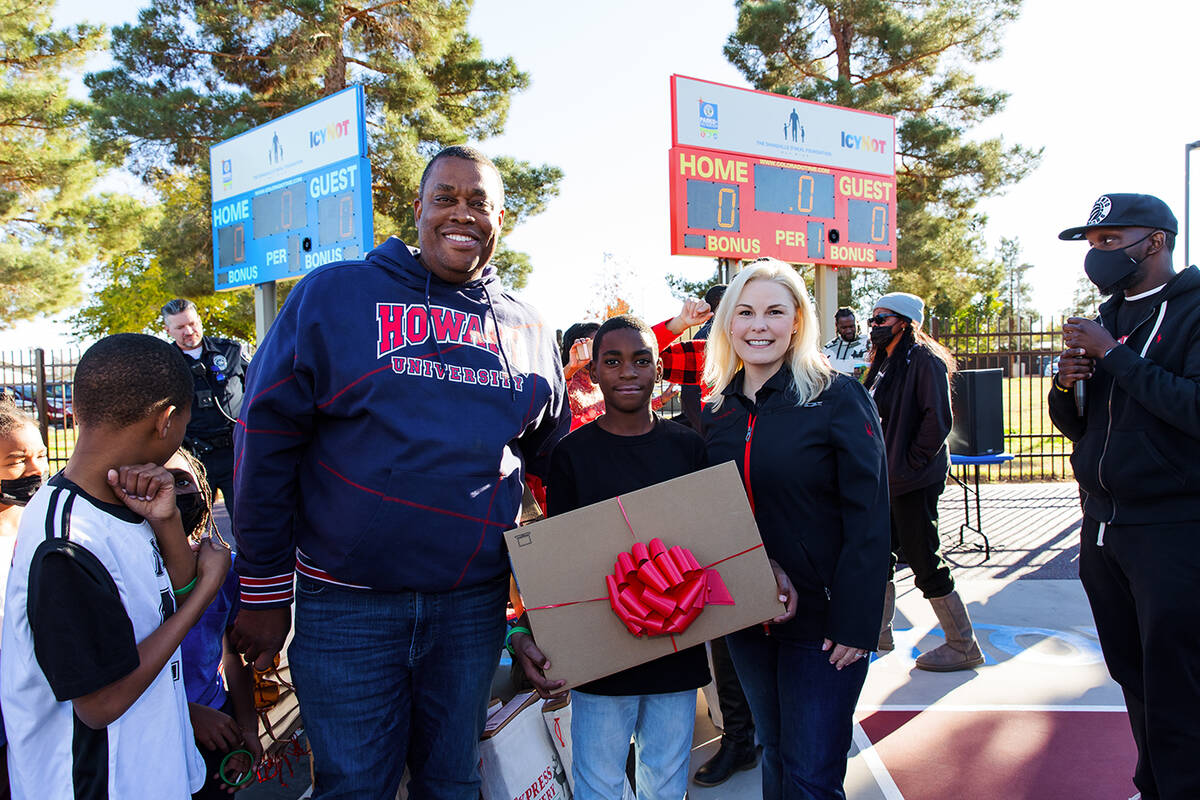 Las Vegas Councilman Cedric Crear, Ward 5, and Danielle Bisterfeldt, senior vice president of m ...