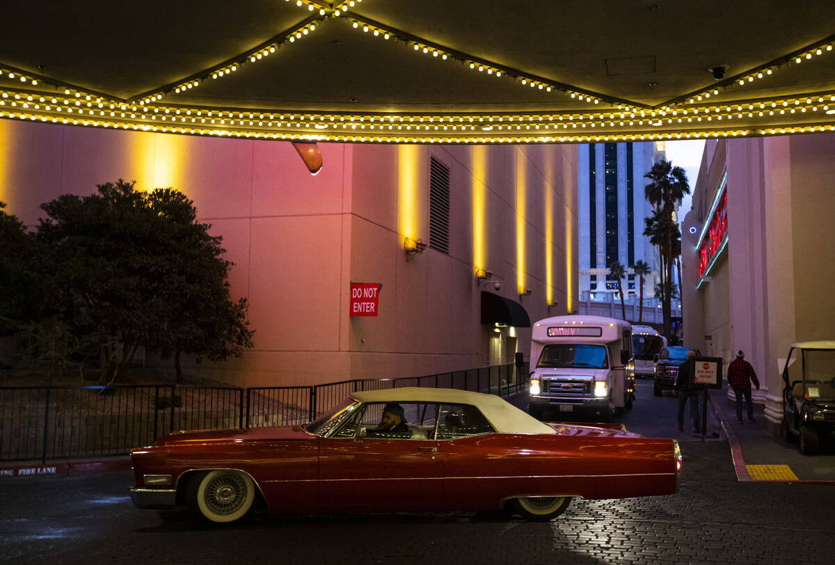 A Cadillac passes throught the porte-cochere at the Flamingo in Las Vegas on Thursday, Dec. 9, ...