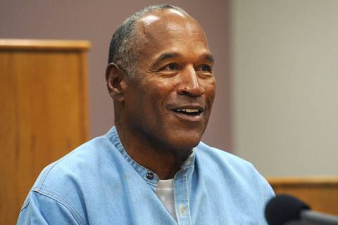 In this July 20, 2017, file photo, former NFL football star O.J. Simpson appears via video for ...
