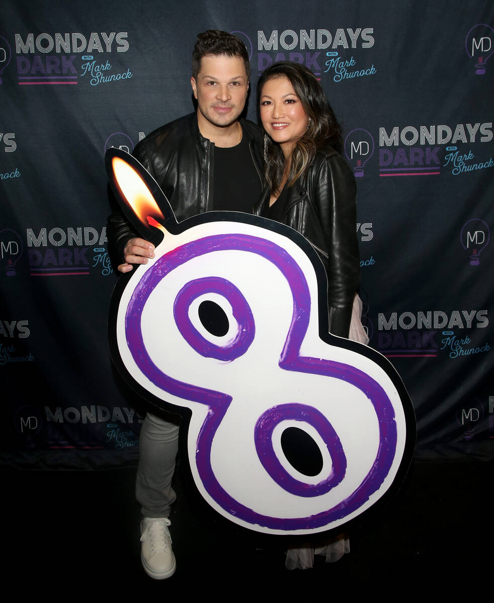LAS VEGAS, NEVADA - DECEMBER 13: Entertainers Mark Shunock (L) and his wife Cheryl Daro attend ...