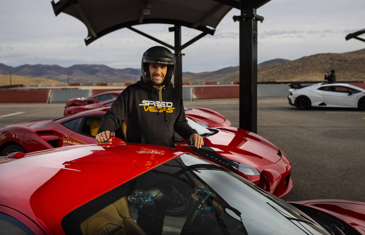 Romain Thievin, co-founder and co-CEO of Exotics Racing, poses for a portrait with a Ferrari 48 ...