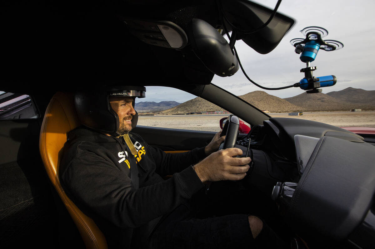 Romain Thievin, co-founder and co-CEO of Exotics Racing, drives a Ferrari 488 GTB on the track ...