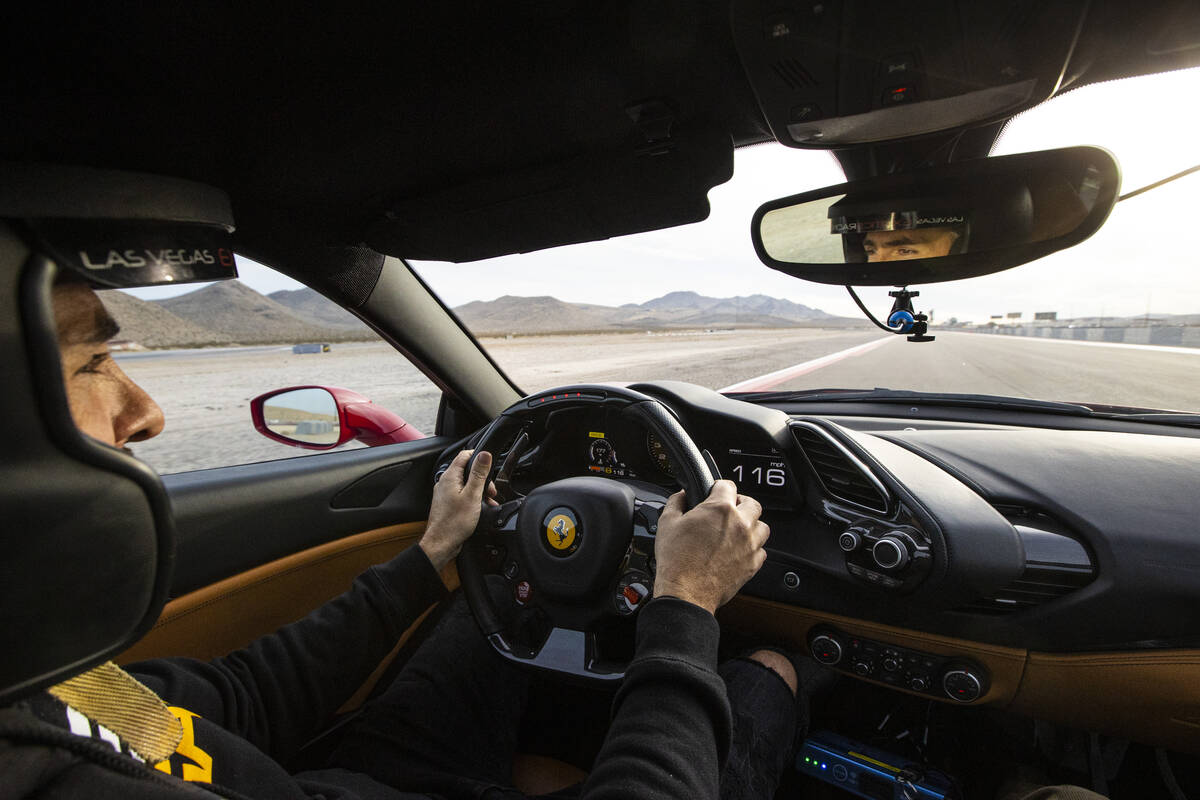 Romain Thievin, co-founder and co-CEO of Exotics Racing, drives a Ferrari 488 GTB on the track ...