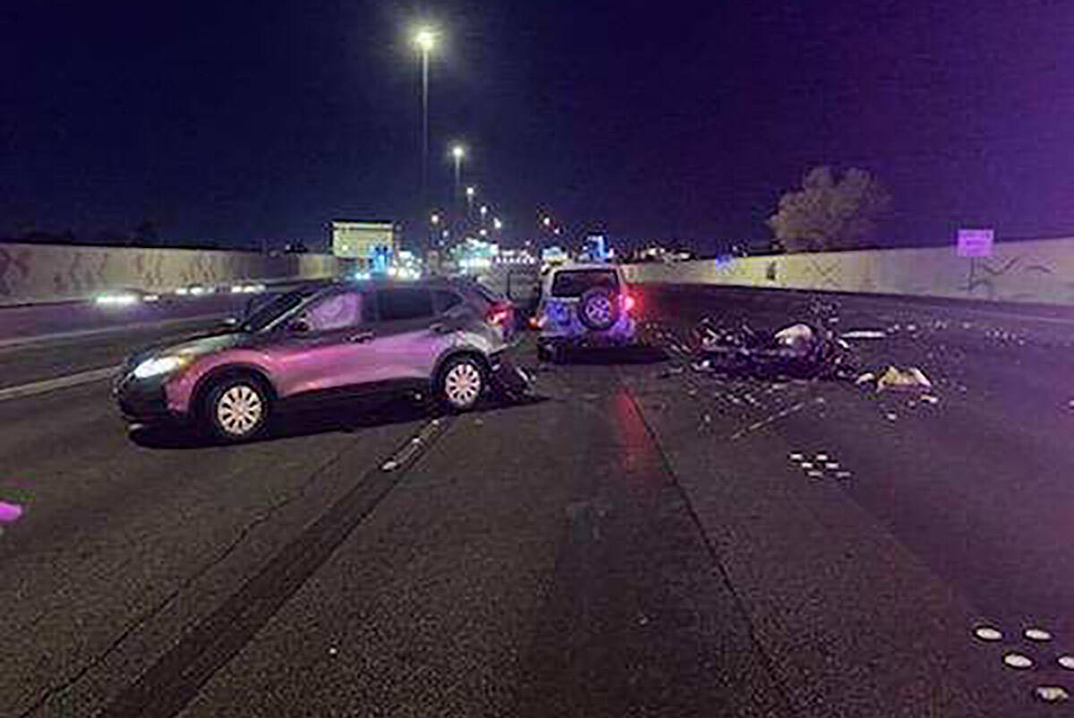 A Las Vegas police officer suffered a “serious injury” in an overnight crash, the Metropoli ...