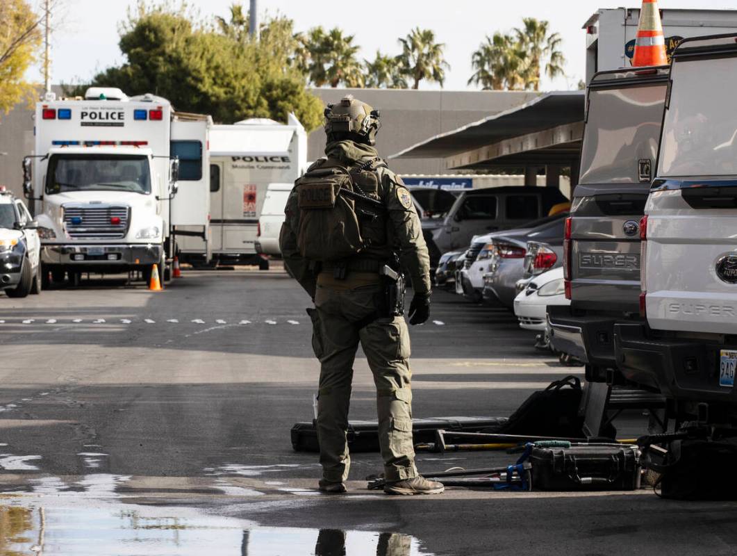The Las Vegas Metropolitan SWAT unit responded to a domestic incident at an apartment complex a ...