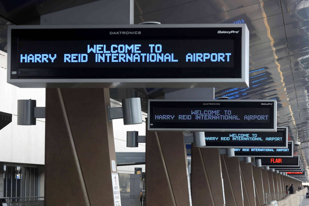 McCarran International Airport is officially renamed Harry Reid International Airport during a ...