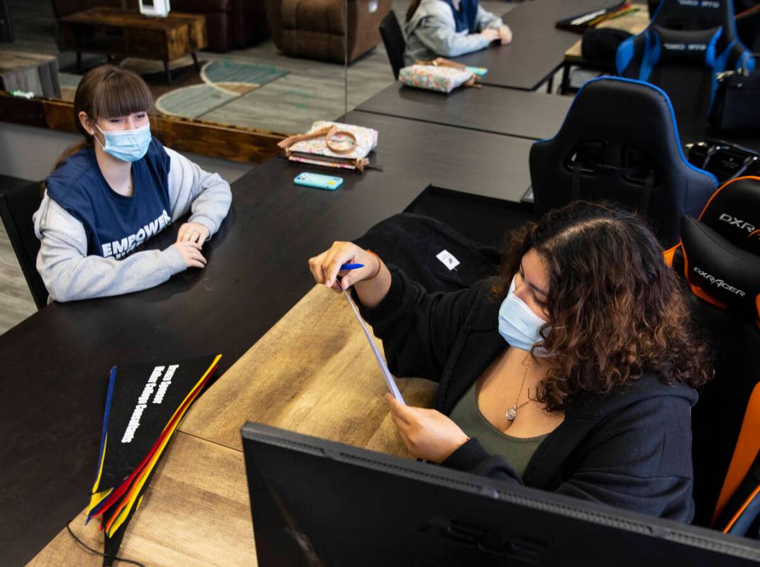 Miriam Gomez, right, a program manager at Leader in Training, a first-generation college readin ...