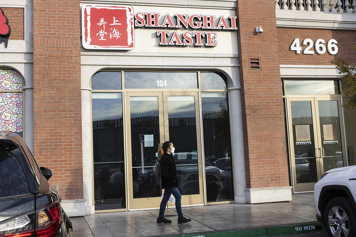 A pedestrians walks past Shanghai Taste at 4255 Spring Mountain Road in China Town on Monday, D ...