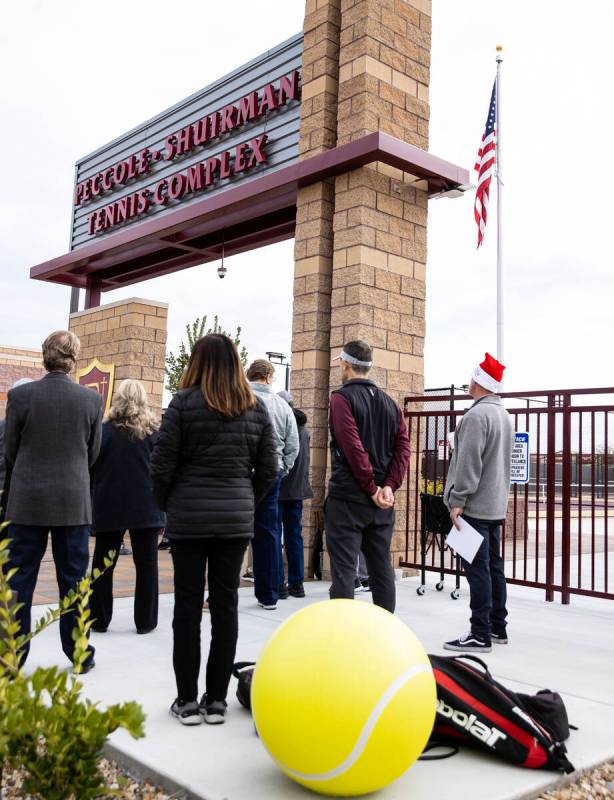 Parents and students attend the ribbon cutting ceremony of the $3.4 million tennis complex at F ...