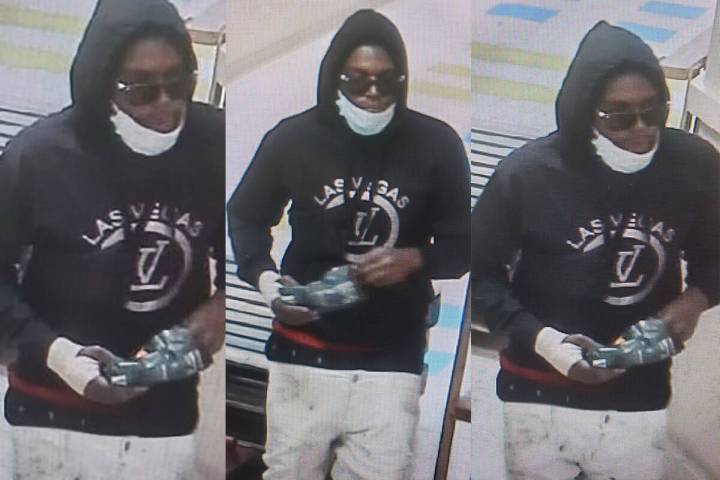 Surveillance photos of a suspect in the shooting at ShangHai Taste, 4255 Spring Mountain Road i ...