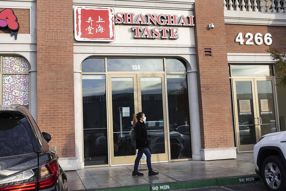 A pedestrians walks past Shanghai Taste at 4255 Spring Mountain Road in China Town on Monday, D ...
