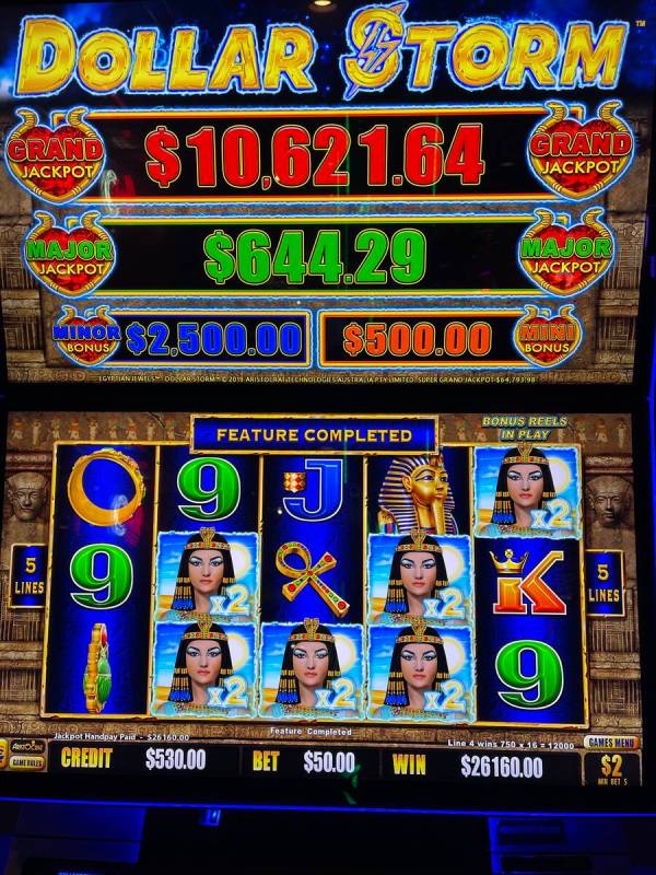 A visitor from Hawaii won $26,160 on a Dollar Storm slot machine on Dec. 10 at El Cortez. (El C ...